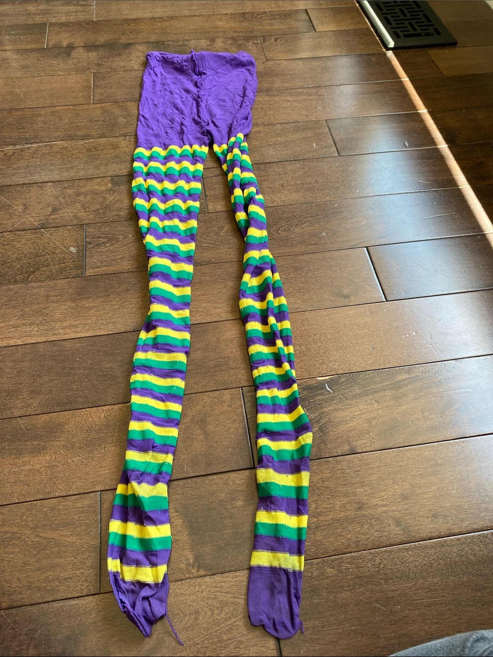 Kids Striped Purple, Green & Yellow Tights